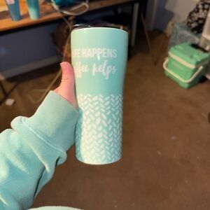 Teal Mug Life Happens Coffee Helps